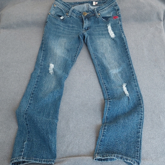 Ecko Unlimited Denim - Ecko Unlimited Blue Distressed Boot Cut Jeans Size 3/4